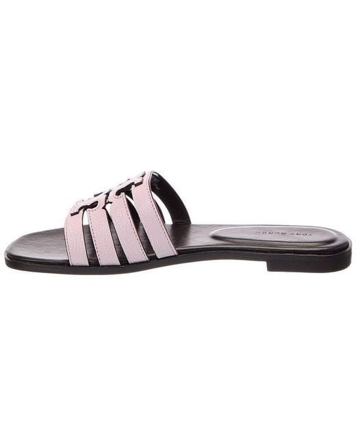 Tory Burch Purple Ines Cage Leather Slide Sandal