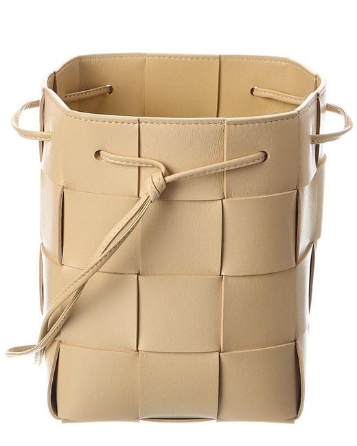 Bottega Veneta Natural Cassette Intrecciato Leather Bucket Bag