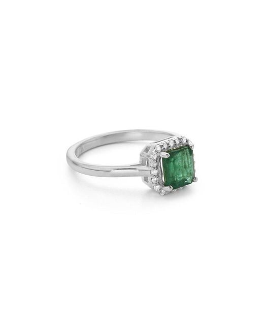 Forever Creations USA Inc. Green Forever Creations 14K 1.30 Ct. Tw. Diamond & Aquamarine Halo Ring