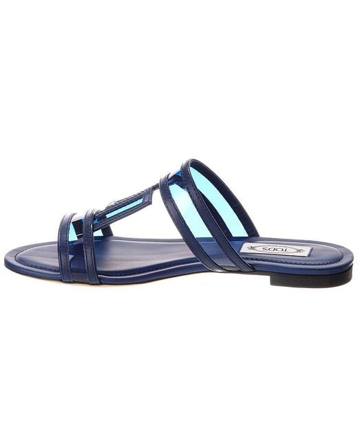Tod's Blue Leather & Vinyl Sandal