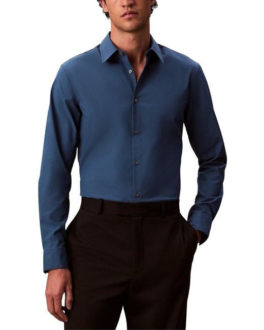Calvin Klein Blue Stretch Slim Shirt for men