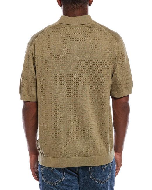 Madewell Green Pointelle Stitch Johnny Collar Silk-Blend Polo Sweater for men