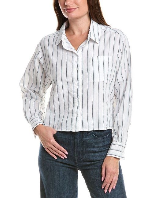 Michael Stars White Scarlet Cropped Button Down Shirt