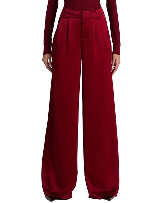 Alice + Olivia Red Kennedy High-Rise Pleated Trouser