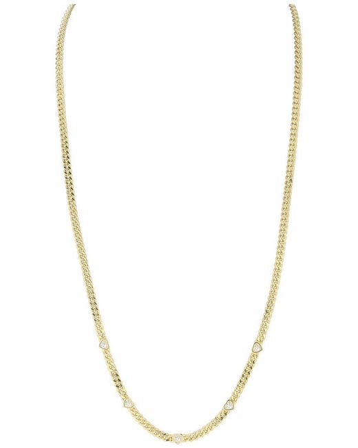 Chloe and Madison Metallic 14K Over Cz Heart Curb Necklace