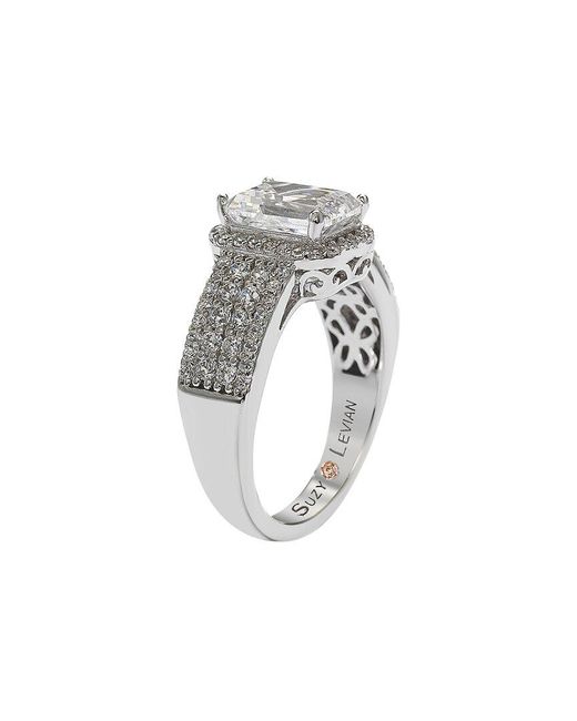 Suzy Levian CZ Jewelry White Suzy Levian Silver Cz Halo Ring
