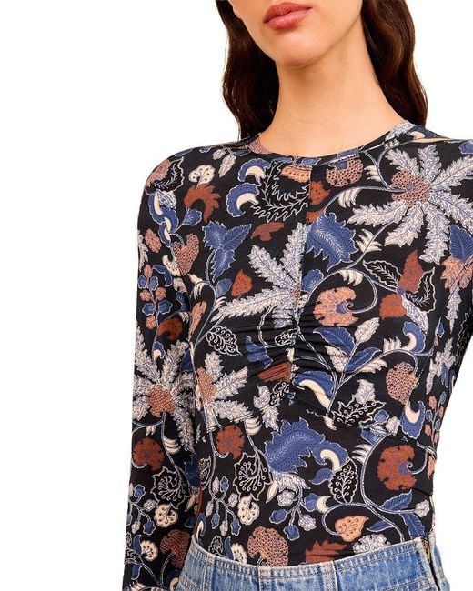Ulla Johnson Blue Neri Ruched Top