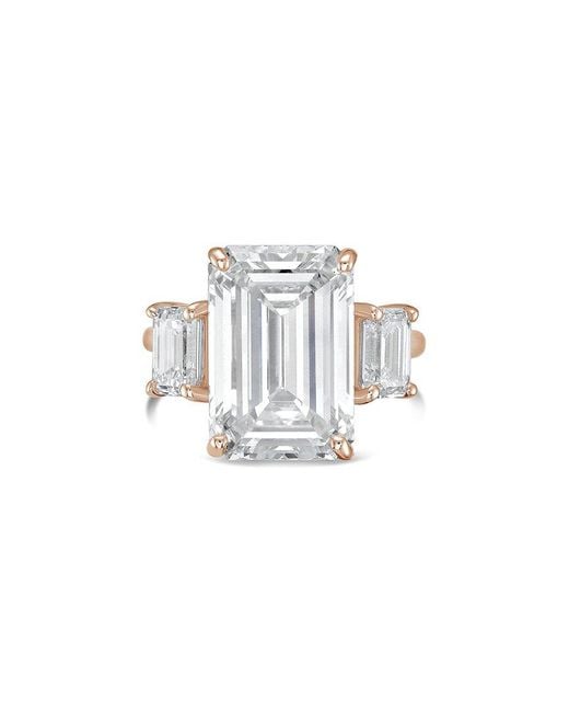 Diana M White Diana M. 18K Rose 16.50 Ct. Tw. Lab-Grown Diamond Three-Stone Ring