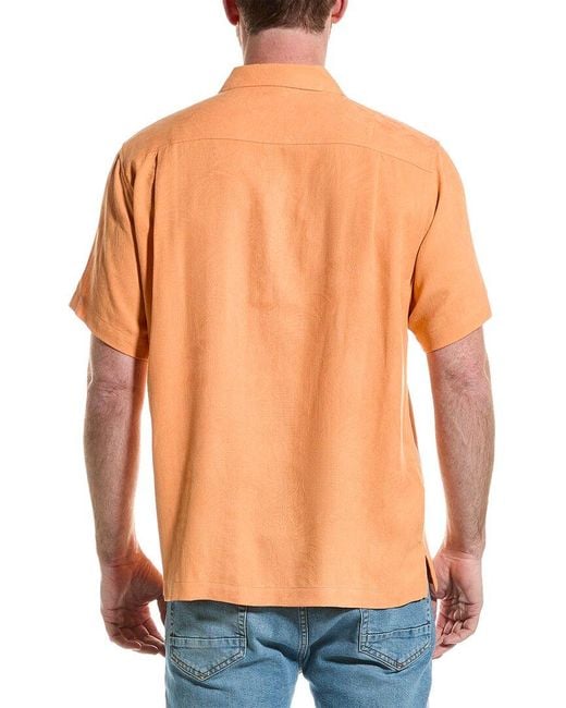 Tommy Bahama Orange Tropic Isles Silk Camp Shirt for men