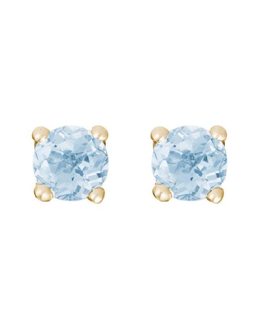 Gemstones Blue Dnu Duplicate 14K Aquamarine Studs 0.70 Ct. 4Mm