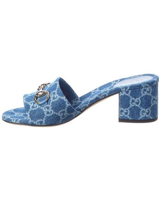 Gucci Blue Horsebit Denim Sandal