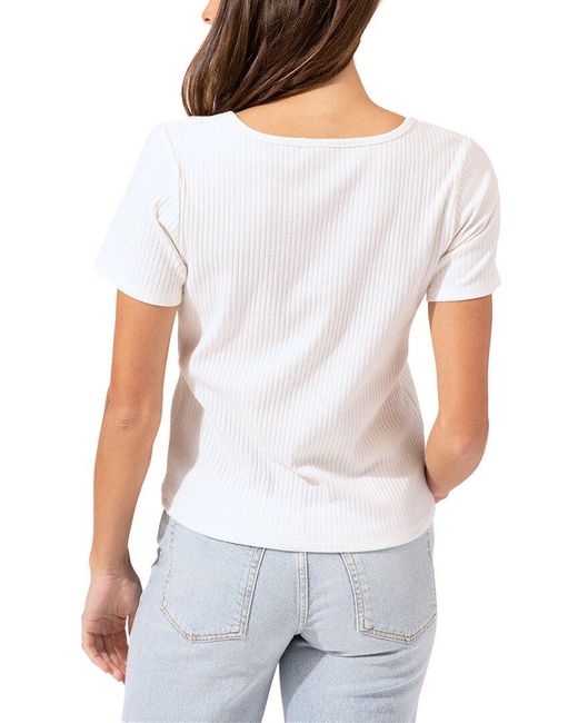 Threads For Thought White Lauryn Rib Knit Slim Top
