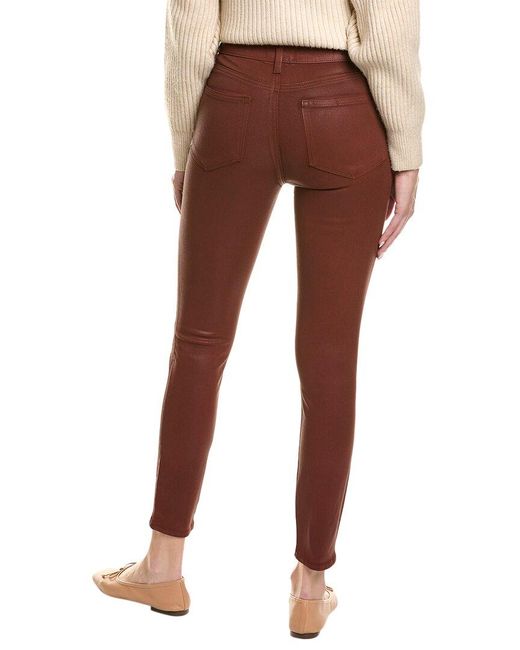 PAIGE Brown Hoxton Burgundy Dust Luxe Coating High-rise Ankle Jean