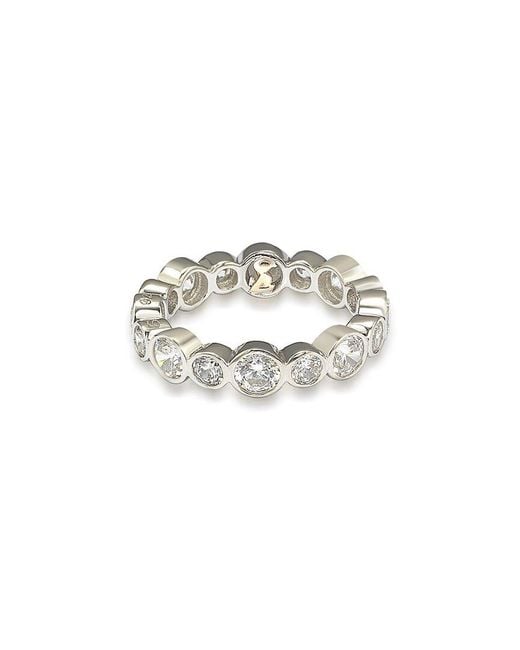 Suzy Levian White Silver Cz Eternity Ring
