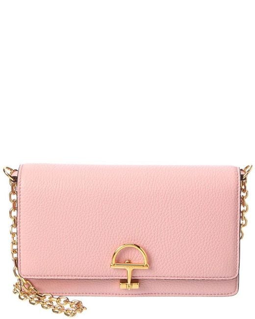 Gucci Pink Horsebit Leather Wallet On A Chain