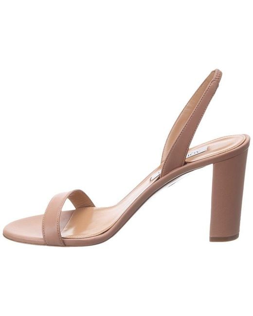 Aquazzura Pink So Nude Block 85 Leather Slingback Sandal
