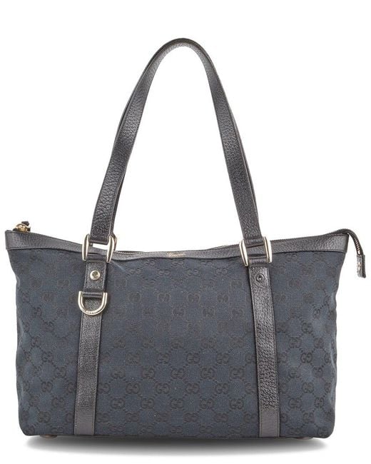 Gucci Gray Gg Canvas D- Tote (Authentic Pre-Owned)