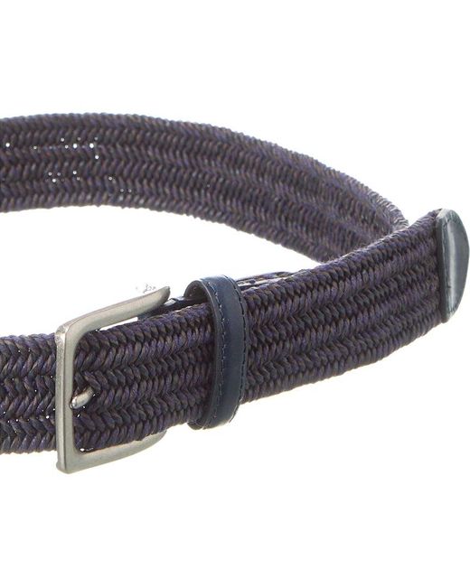 Tommy Bahama Blue Stretch Webbed Leather-trim Belt for men