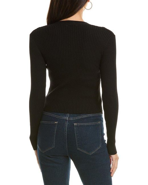 Dress Forum Black Button-down V-neck Sweater