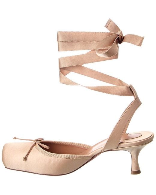 Christian Louboutin Pink Cassia Lace-Up 55 Satin Slingback Pump