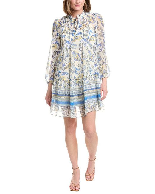 Julia Jordan Blue Printed Chiffon Mini Dess