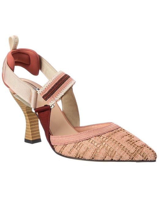 Fendi Pink Colibri Ff Embroidered Slingback Pump