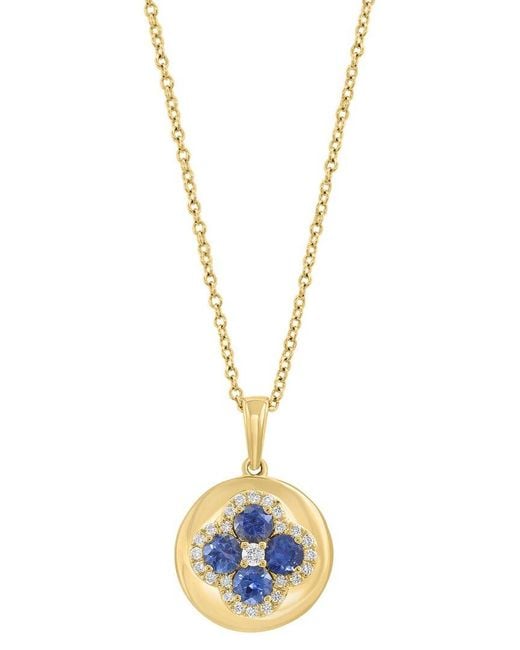 Effy Fine Jewelry Metallic 14K 0.75 Ct. Tw. Diamond & Sapphire Necklace