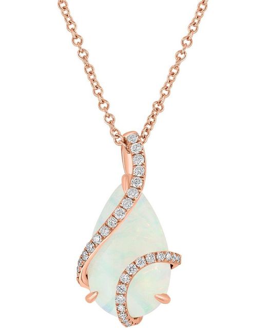 Effy Fine Jewelry Metallic 14K Over 2.86 Ct. Tw. Diamond & Opal Necklace