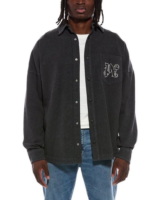 Palm Angels Black Shirt Jacket for men