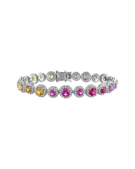 Rina Limor White 12.15 Ct. Tw. Lab-Grown Multi Color Sapphire Tennis Bracelet