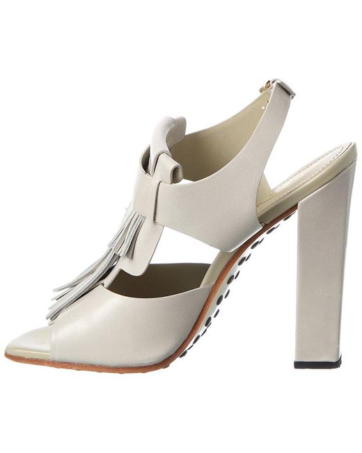 Tod's White Leather Sandal