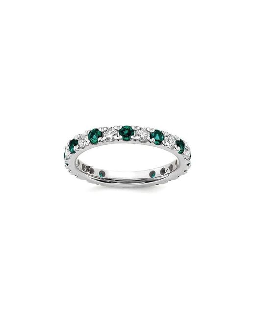 Lab Grown Gemstones White 14K 1.75 Ct. Tw. Lab-Grown Diamond & Lab-Grown Alexandrite Eternity Ring