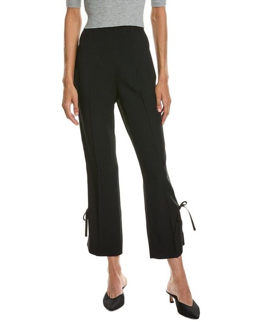 Prada Black Bow Embellished Cropped Crepe Straight Leg Pant