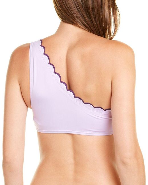 Kate Spade Purple Contrast Scalloped One-shoulder Bikini Top