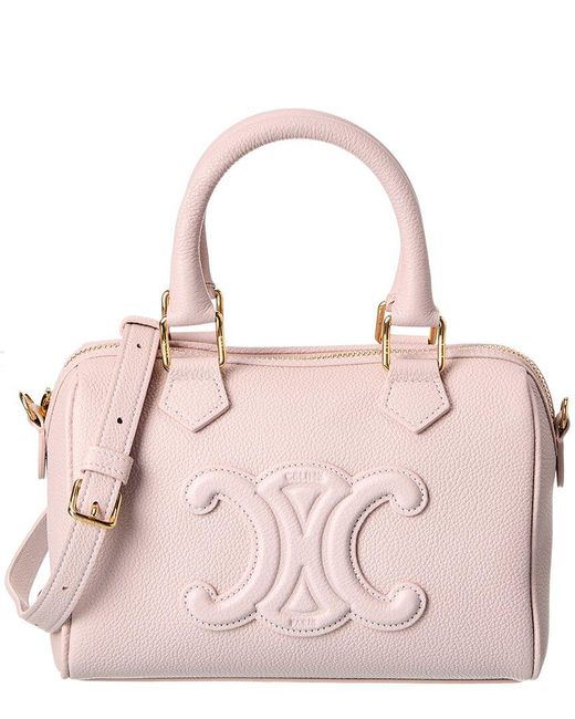 Céline Pink Boston Small Leather Shoulder Bag