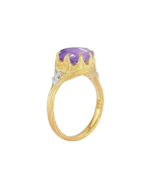 Reiss Pink 14k 3.30 Ct. Tw. Diamond & Amethyst Cocktail Ring
