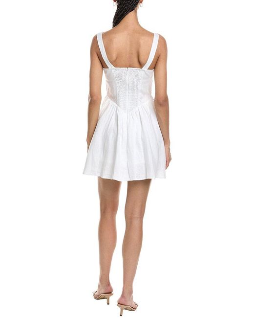 REVERIEE White Sleeveless Linen Mini Dress