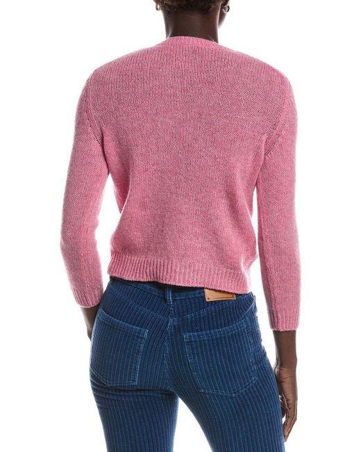 Miu Miu Pink Bow Detailed Embellished Wool Cardigan