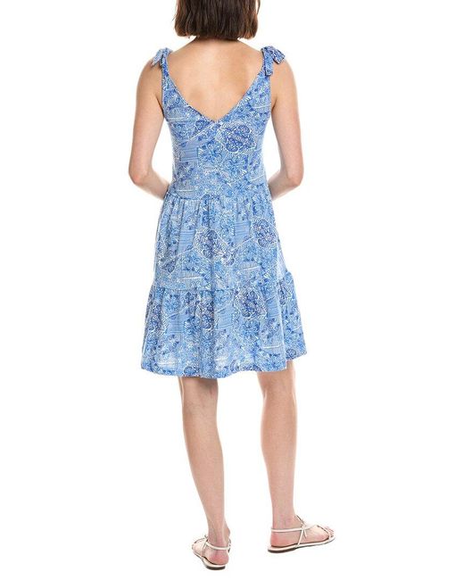 Stella Parker Blue Bow Shoulder Tiered Mini Dress