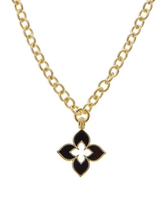 Juvell Metallic Plated Lab-Grown Onyx Clover Necklace