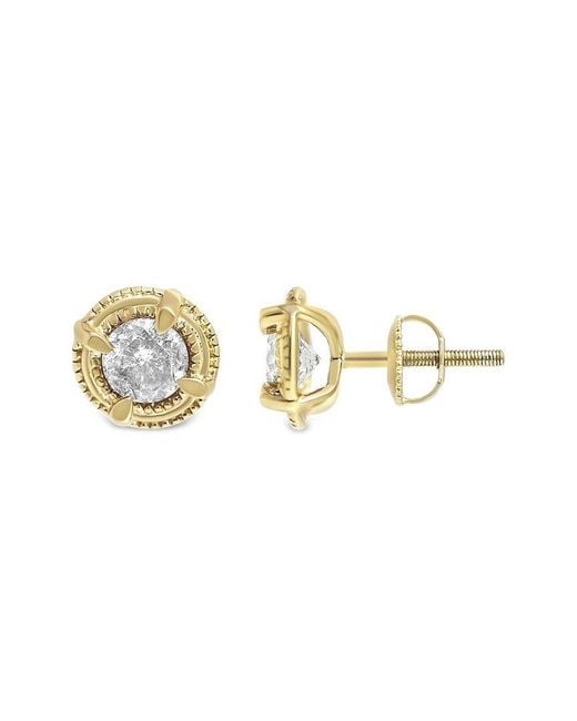 Haus of Brilliance Metallic 14K Over 1.50 Ct. Tw. Diamond Stud Earrings