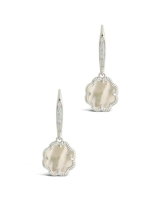 Sterling Forever White Pearl Short Drop Earrings