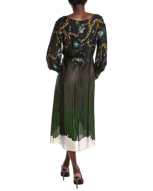 Marchesa Green Printed Georgette Dress
