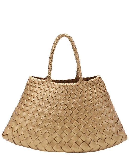 Tiffany & Fred Paris Natural Hand-Woven Leather Tote