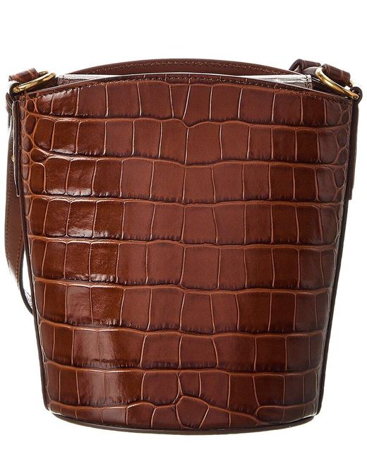 Tom Ford Brown Whitney Small Croc-Embossed Leather Bucket Bag