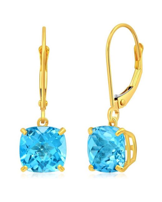 MaxColor 10k 4.10 Ct. Tw. Blue Topaz Earrings