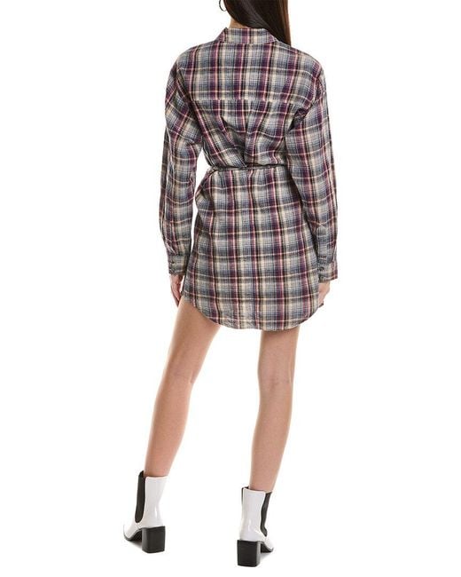 Isabel Marant Blue Etoile Checked Linen-blend Shirtdress
