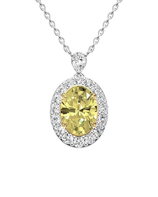 Lab Grown Diamonds Metallic 14K 1.25 Ct. Tw. Lab-Grown Diamond Halo Pendant