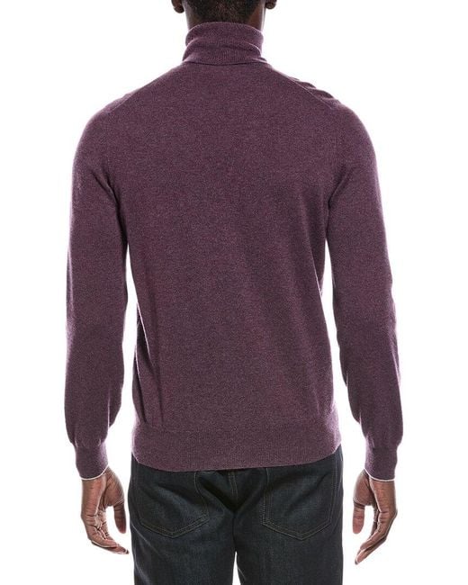 Brunello Cucinelli Purple Cashmere Turtleneck Sweater for men