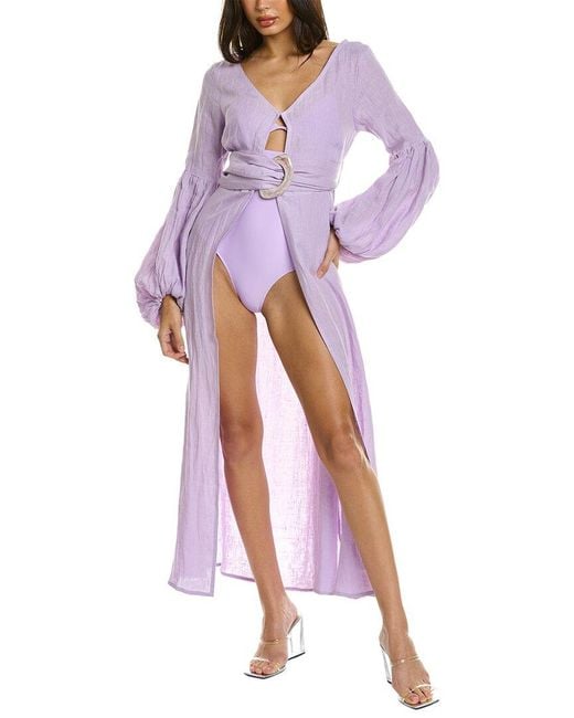 Shani Shemer Purple Jaclyn Linen Robe Maxi Dress